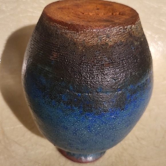 "BITOSSI Blue" Mid-century Modern Pottery Vase 6" - Picture 8 of 8